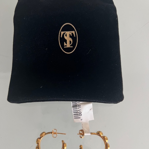 SYLVIA TOLEDANO Boucles D'oreilles Mini Creole 22K Gold Plated Hoops - Picture 5 of 8